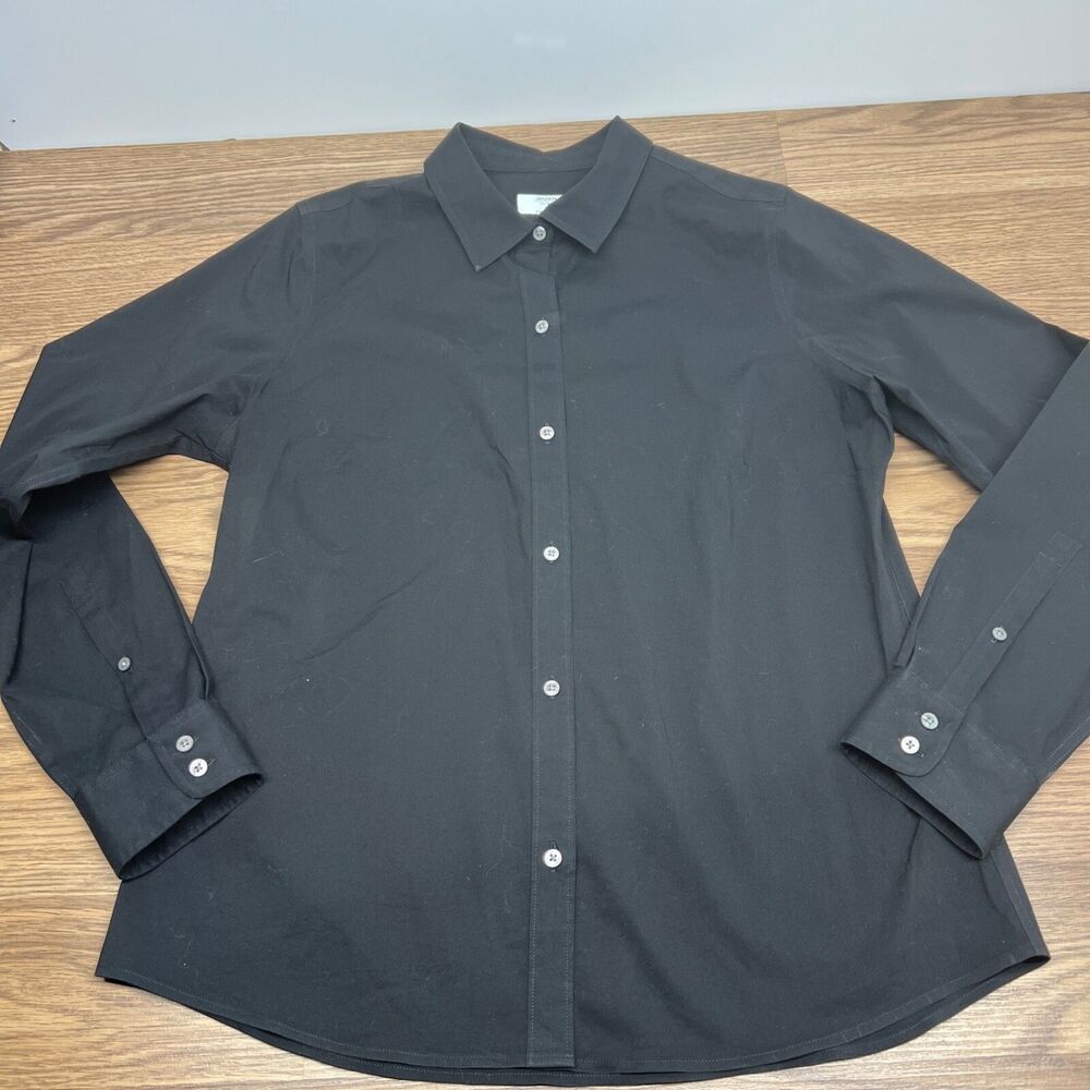 Untuckit Bella Shirt Womens Size 10 Black Long Sleeve Button Up Cotton Blend